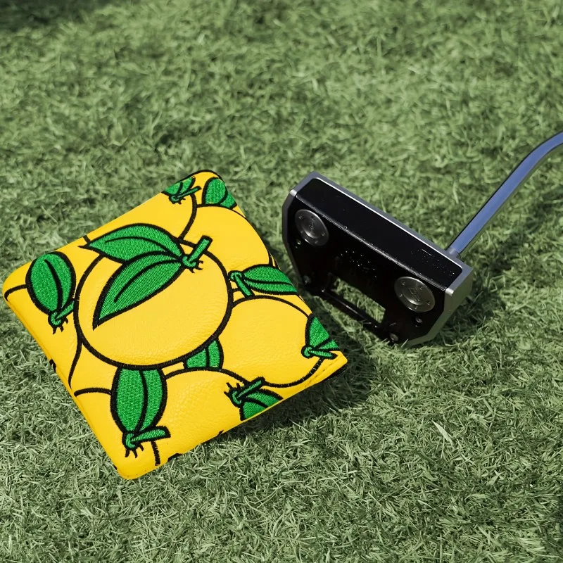 قطعة واحدة من غطاء رأس نادي الجولف الأصفر، غطاء رأس وضع الجولف، تصميم نمط برتقالي، ملحقات الجولف، مقاوم للغبار ومتين