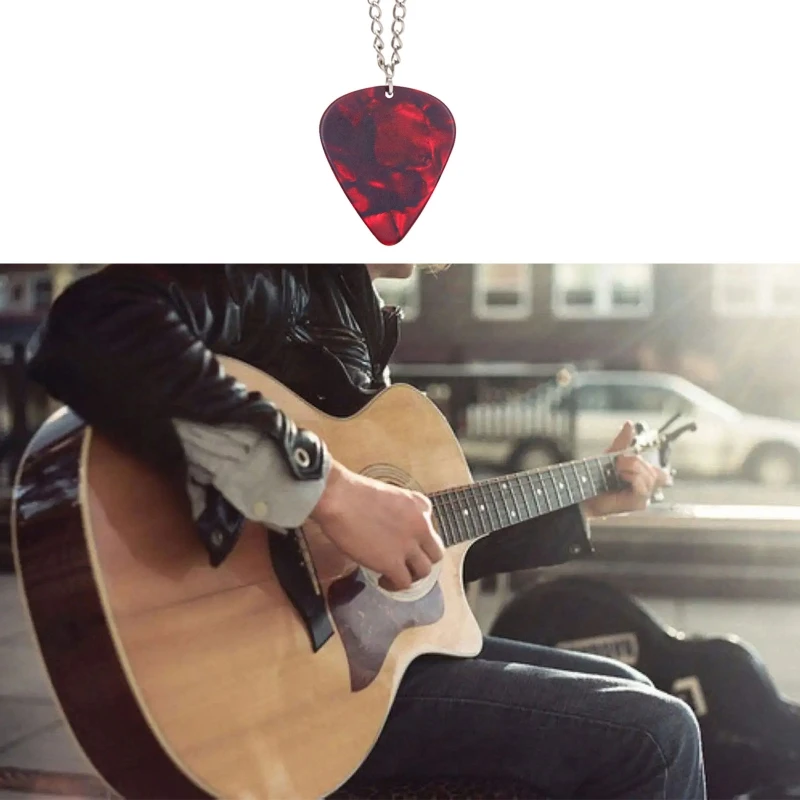 Guitar Pick Necklace Heart Ruby Pendant Eddie Munson Necklace Strange Horror Things Guitar Pick Pendant Necklace