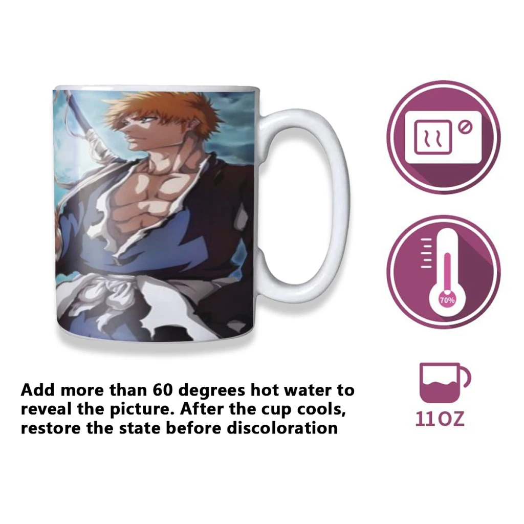 Anime Bleach Japan Cartoon Creativity Change Color Chang mug Ceramic mug Hot Coffee Cup Breakfast Cup Mug Friend Gift