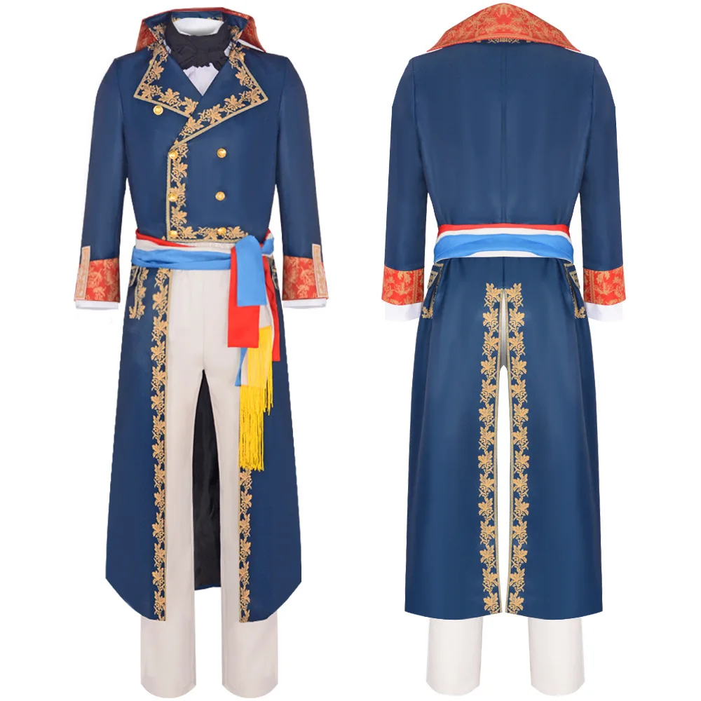 Medieval Napoleon Bonaparte Costume French Emperor Military Uniform Hat Coat Pants Full Suit Fantasia Halloween Party Clothing