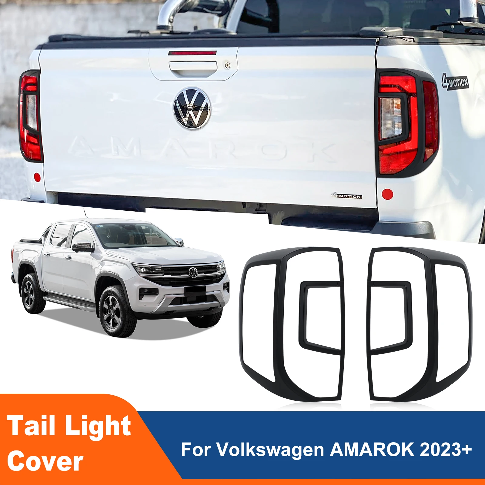 

2Pcs ABS Tail Light Covers Surrounds Trim For Volkswagen VW Amarok 2023-2025 Matte Black Rear Lamp Hoods Car Styling Accessories