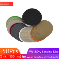 6inch Sanding discs 150mm Waterproof Sandpaper Hook & Loop Sand paper 320-10000 grit Assorted for Wet/Dry Polishing 50pcs