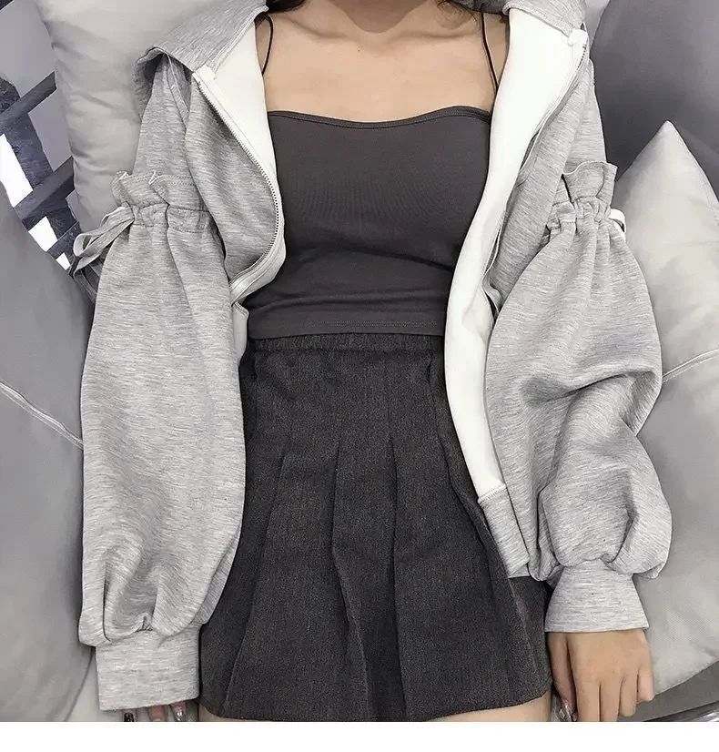 Korean Fashion Loose Women's Zip Up Hoodie Coat 2025 Autumn New Harajuku Hoodies Women Sweatshirt Streetwear Y2k Clothes