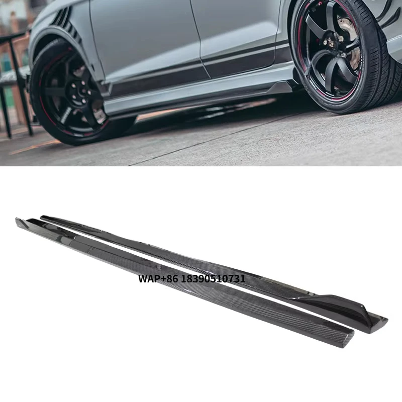 

RS3 Dry Carbon Fiber Car Side Skirts Bumper Extension Lips Splitter Auto Side Skirts for A3 S3 RS3 2017-2019