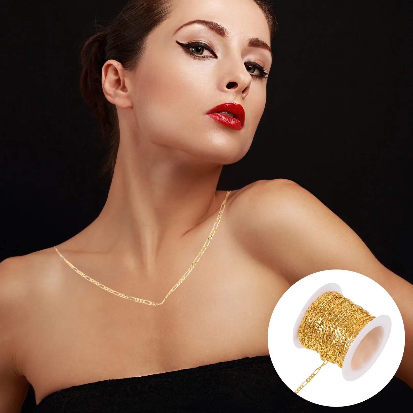 

Copper DIY Necklace Chain Jewelry Material Semi-finished Chains for Bracelets Handmade Accessories Non-fade Smooth