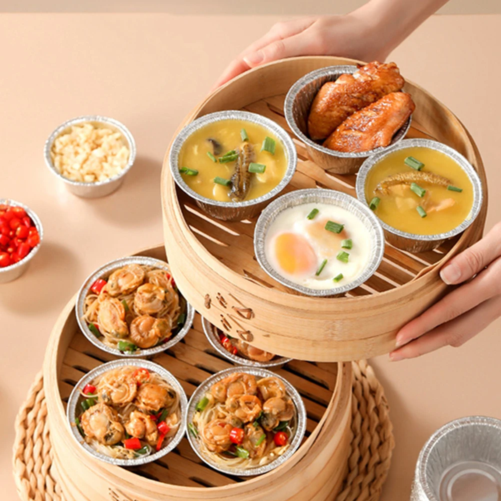 

25pcs Egg Tart Mold Aluminum Foil Trays High Sided Cake Pan for Home Kitchen Bakery Cafe Party BBQ Picnic Dessert