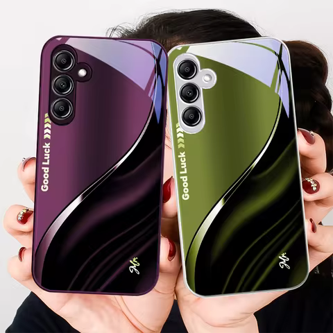 Good Luck for Samsung Galaxy A01 A02 A03 Core A04 A14 4G A13 A54 A34 A31 A20 25 23 22 5G S21 Ultra S20 Plus Glass phone case