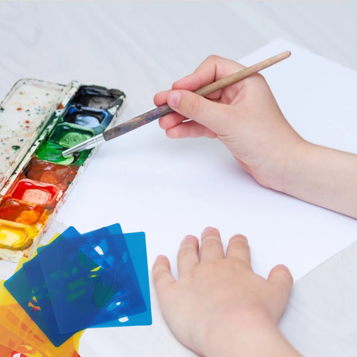 12 قطعة من قالب رسم الرسوم المتحركة استنسل مساعد للأطفال لوازم الرسم الإبداعي قالب الرسم #1