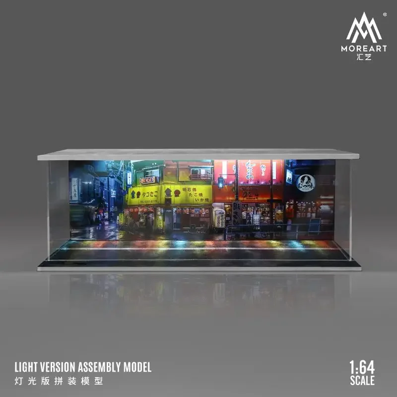 MoreArt 1/64 Simulated Parking Lot Street Scene Miniature Diorama Car Garage PVC Assembly with Light Parking Space Model Display