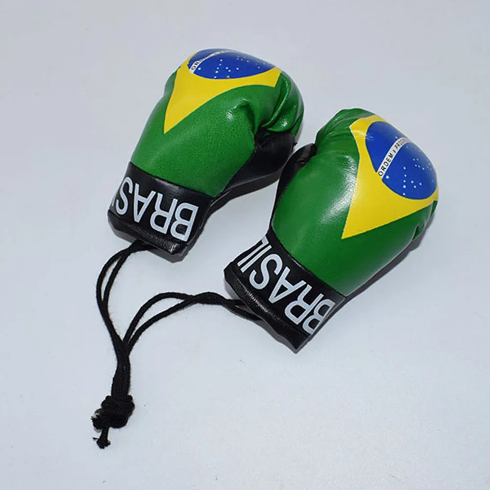 Boxing Gloves Keychains Car Bag Pendant Keychain Sport Leather PVC Boxer Italy Ukraine National Flag Key Chains Accessories Gift