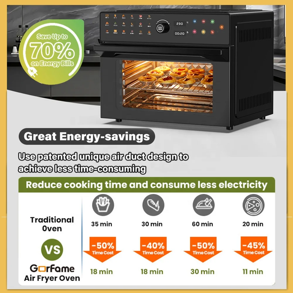 

18-IN-1 Multi Function Digital Colorful Screen Smart Air Fryer Toaster Oven XL 30L Cooking Master Oil-free Horno