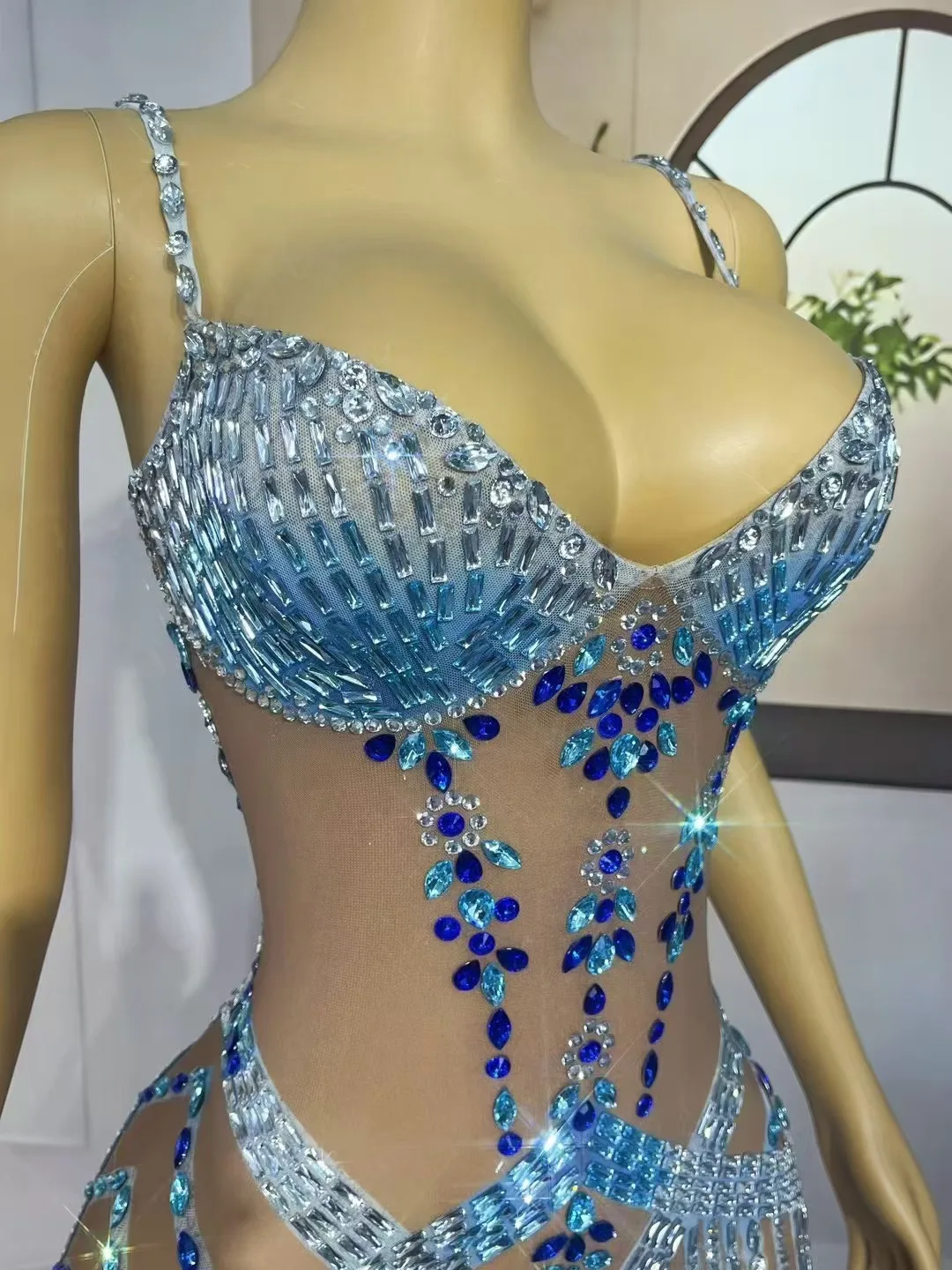 Robe longue à bretelles en maille avec biscuits brillants pour femmes, robe de luxe élégante, fente haute, robe de Rh, tapis rouge, séance photo, quoi que ce soit