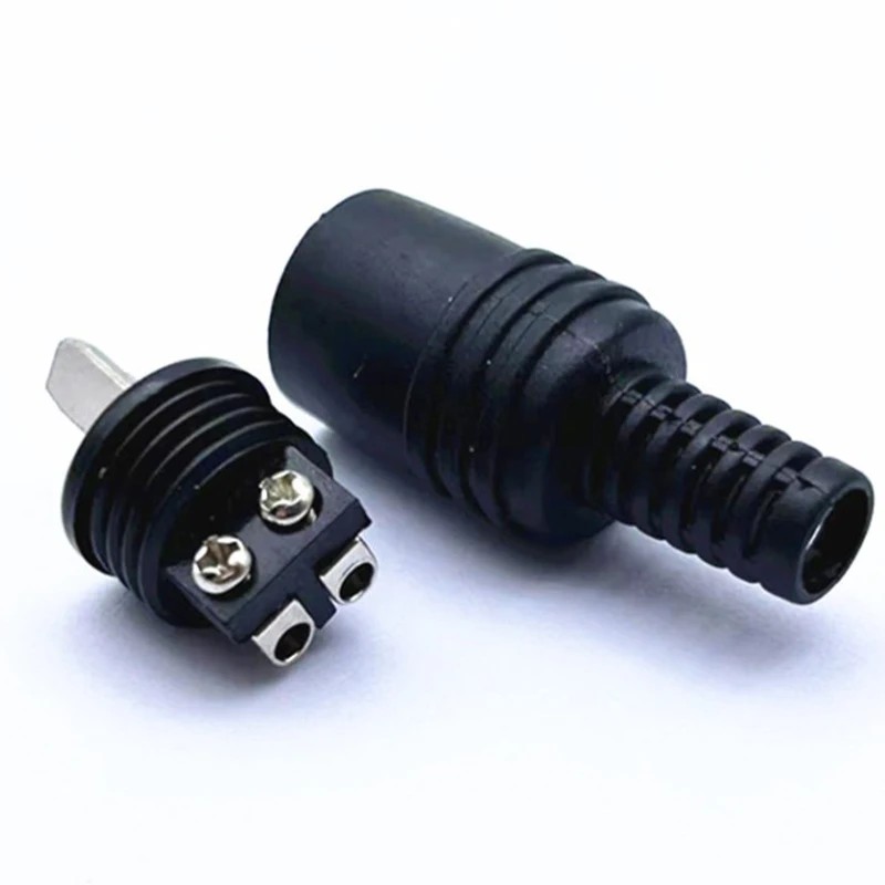 Venda Quente Ferramentas de alto-falante macho, 2 peças, sinal de energia, adaptador de áudio preto, mini acessórios, plugue din, terminais de parafuso, conector de 2 pinos