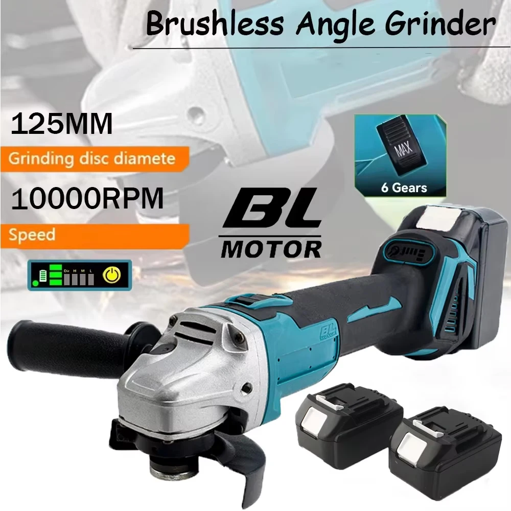 

125mm Brushless Electric Angle Grinder Grinding Polishing Tool M14 Cutting Machine Woodworking Power Tool for Makita 18V Battery