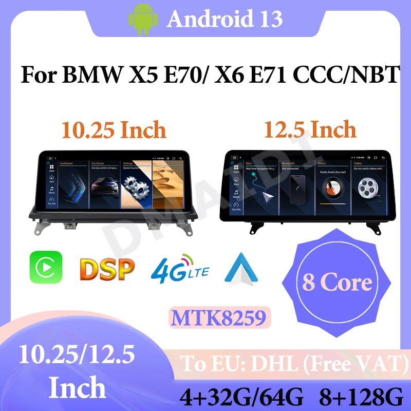 

Android 13 GPS Navigation MTK8259 Wireless Carplay Auto For BMW X5 X6 E70 E71 Multimedia Video Player Screen Radio Stereo Wifi