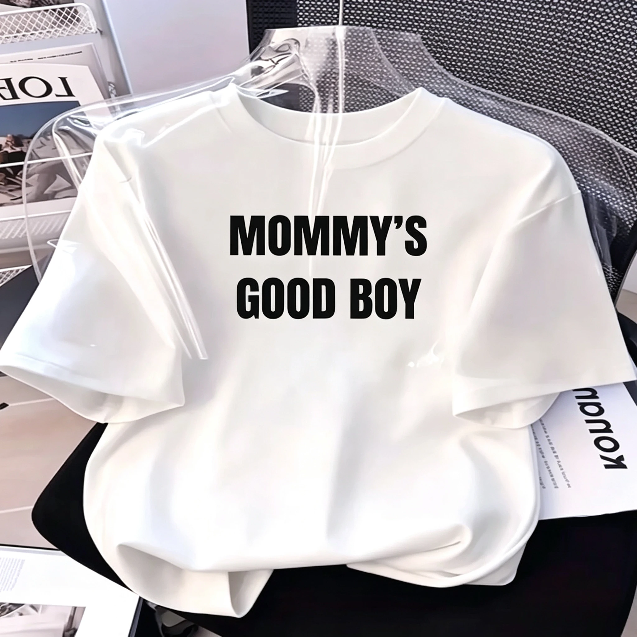 Funny Men's Women‘s MOMMY's GOOD BOY Print T Shirt Cotton Kids Streetwear Oversized Loose Tee Top Clothing Vintage Summer Meme