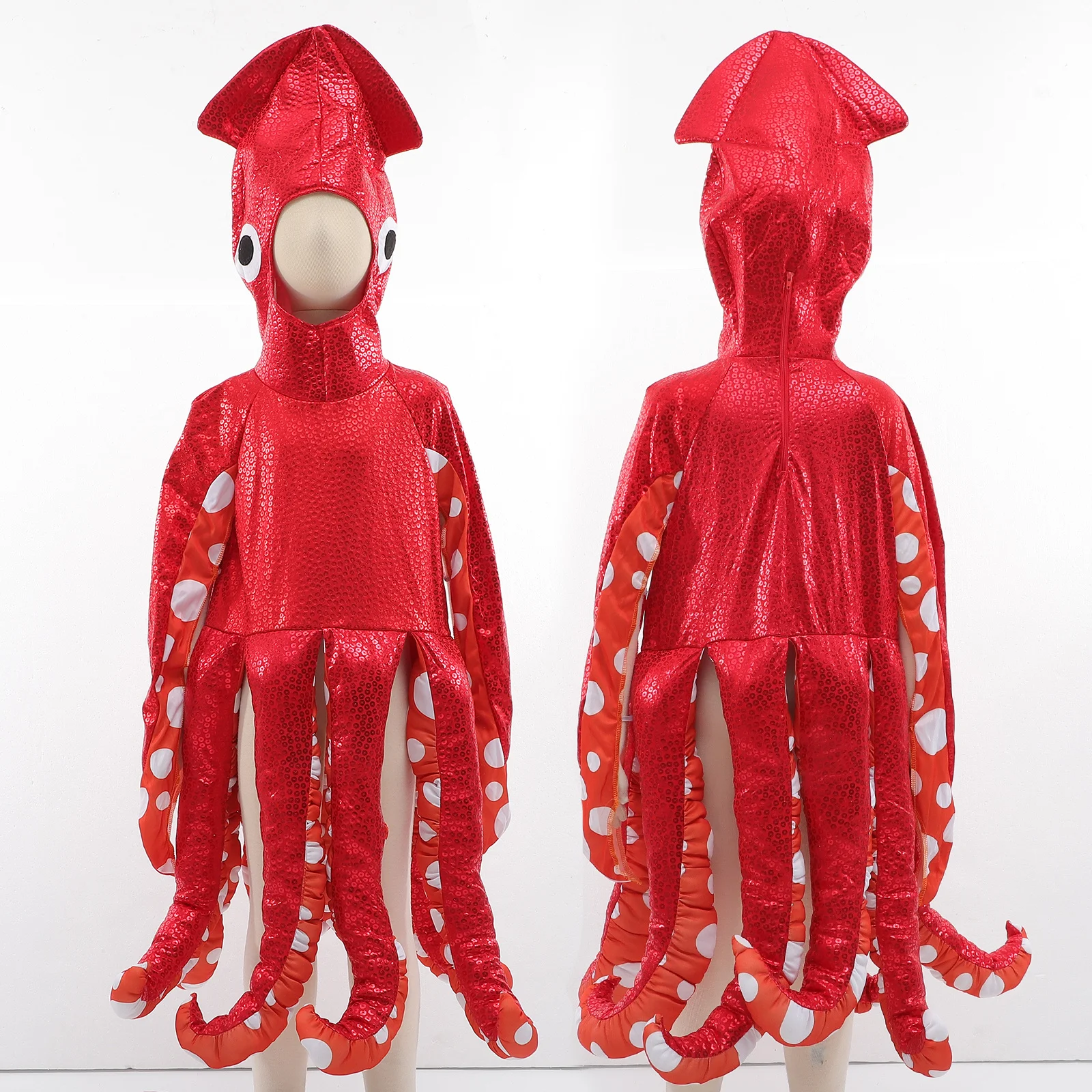 

Squid Costume for Kids Halloween Cosplay Dress Up Squid Jumpsuit Exquisite Design Comfortable Wear Halloween Costume for Kids