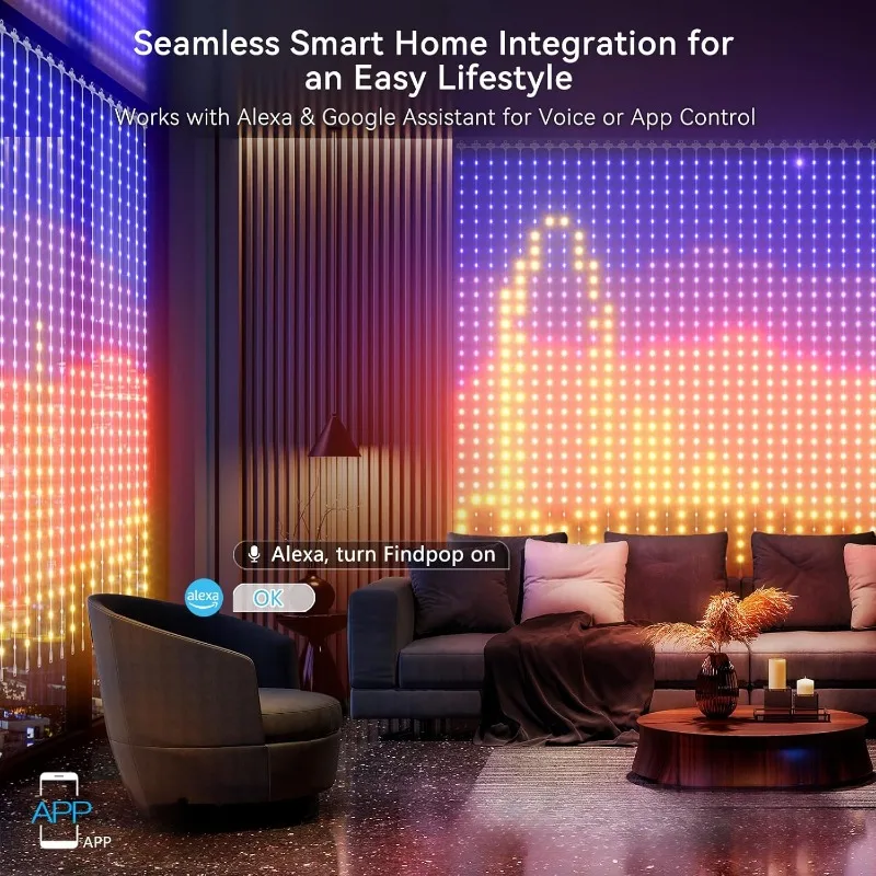 أضواء الستار الذكية MIMIRGB 400LED مع مزامنة الموسيقى والتحكم في التطبيقات، أضواء سلسلة تعمل بالطاقة عبر USB، أضواء عطلات متغيرة الألوان #6