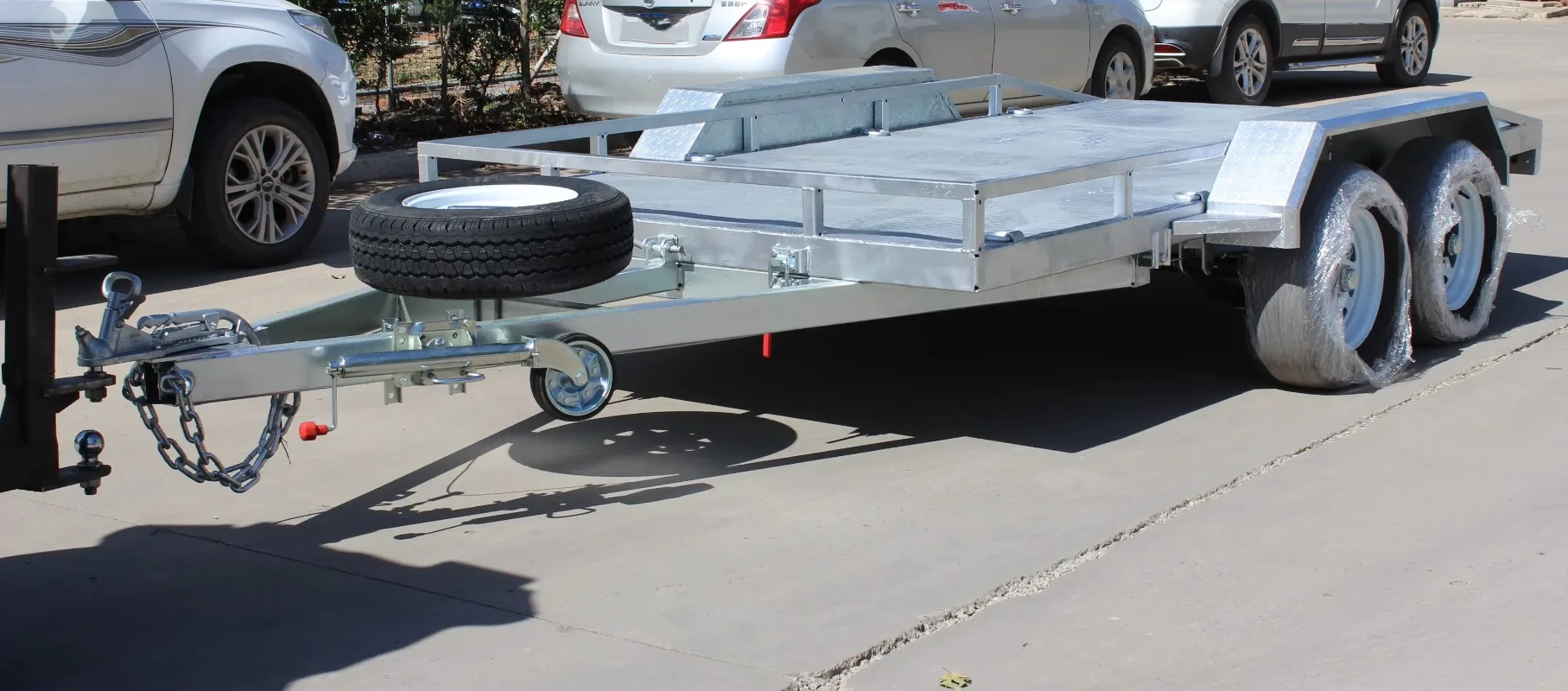 3500KG tandem Axles Car Trailer with Electric Brake Flat Top Trailer Aluminium Alloy Trailer with All Parts