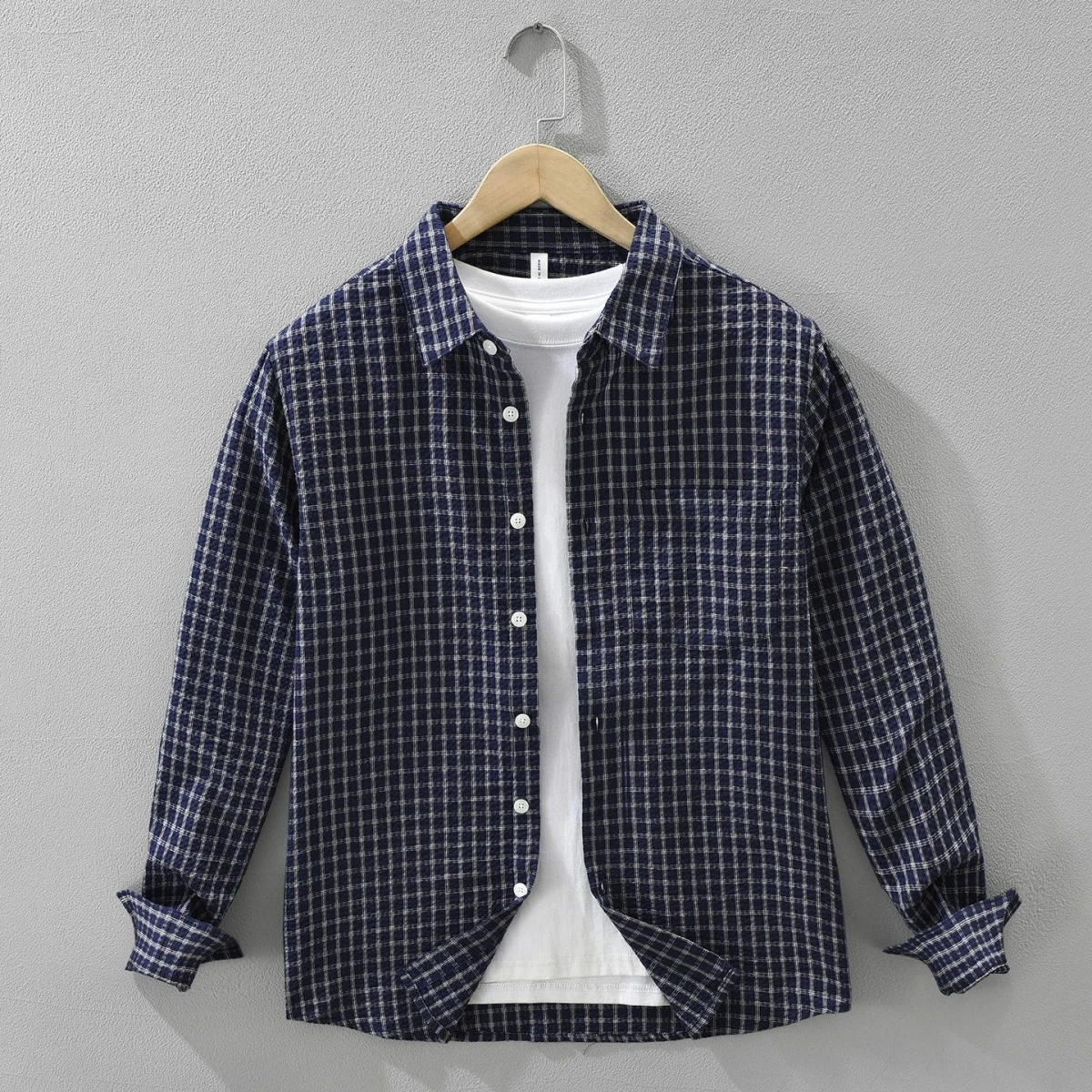 

Мужская рубашка в клетку в стиле ретро с длинным рукавом, повседневная, свободного кроя, из смесовой ткани с полиэстером, осенняя новинка, модная верхняя одежда, молодежная мода