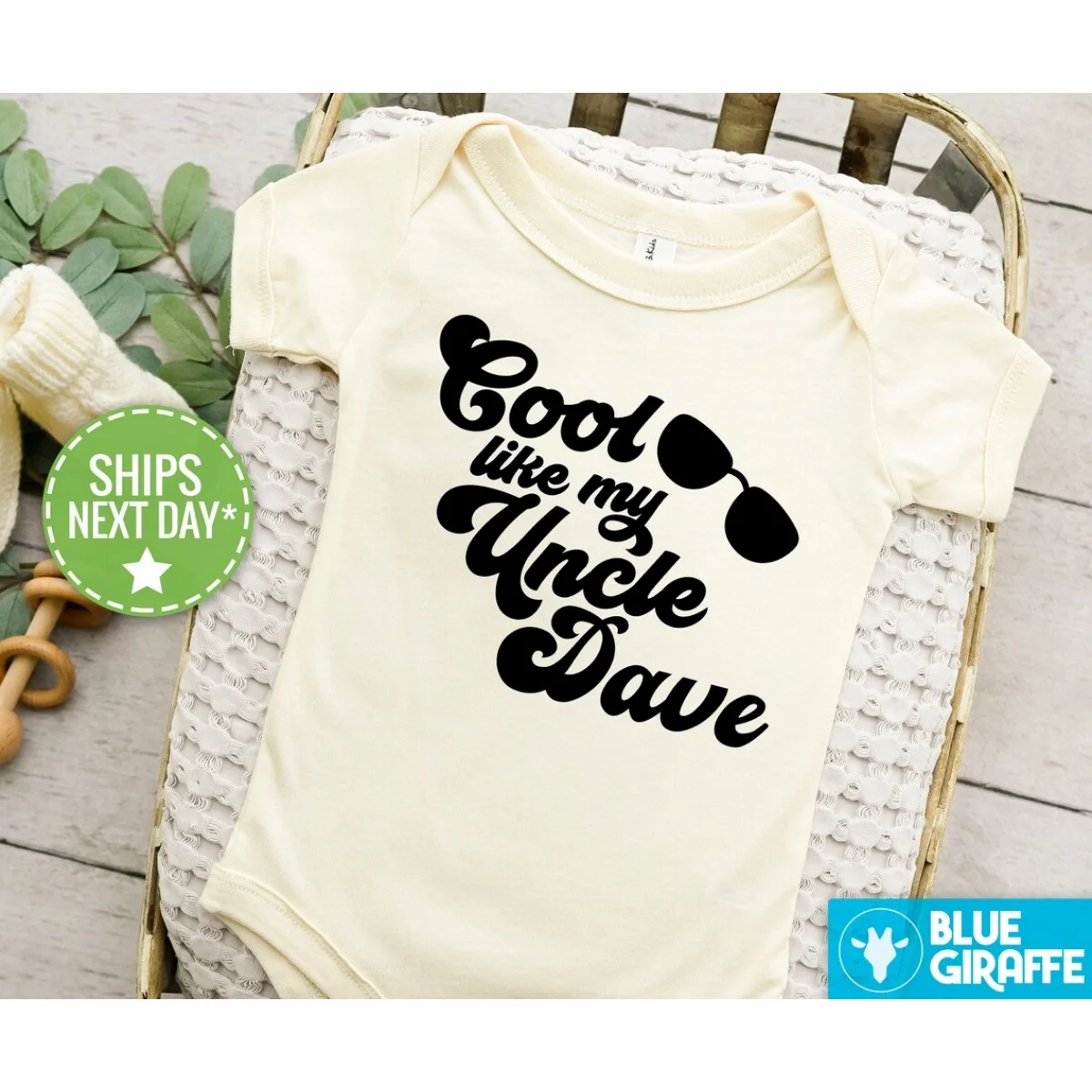 Personalized Cool Like My Uncle Natural Colored Bodysuit, Custom Uncle Baby Bodysuit, Cute Uncle Bodysuit