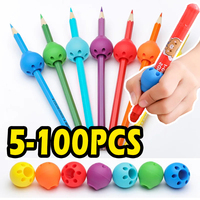 5-100pcs Ball Silicone Pen Holder Children'S Writing Practice Auxiliary Grip Corrector Pencil Cover Office Supplies Random