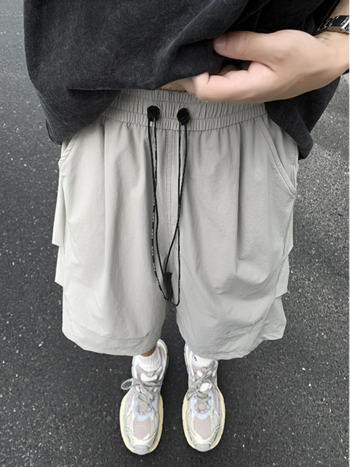 

Qui Dry Workwear orts Men's Summer American Functional Paratrooper Pleated Thin Casual Five-Quarter Mid-Pants