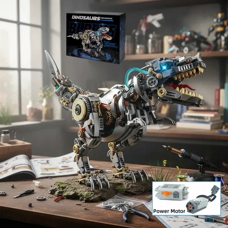 

2026 NEW Mechanical Dinosaur Building Blocks Brick Tyrannosaurus Rex Animal DIY tabletop decoration Model Birthday Gift For Kid