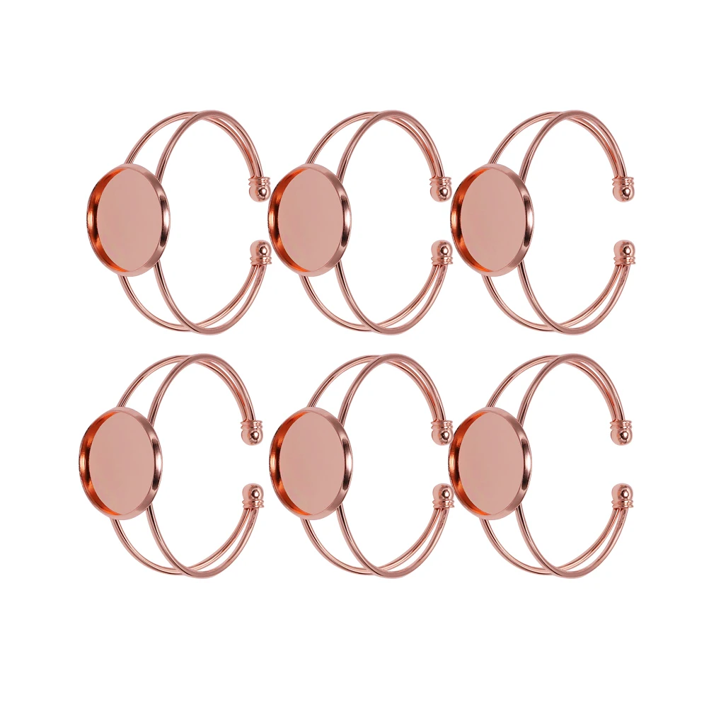 

6 Pcs Bracelet Base Jewelry Making Charms for Bracelets Copper with Bezel Plate Oval Bead Bangle