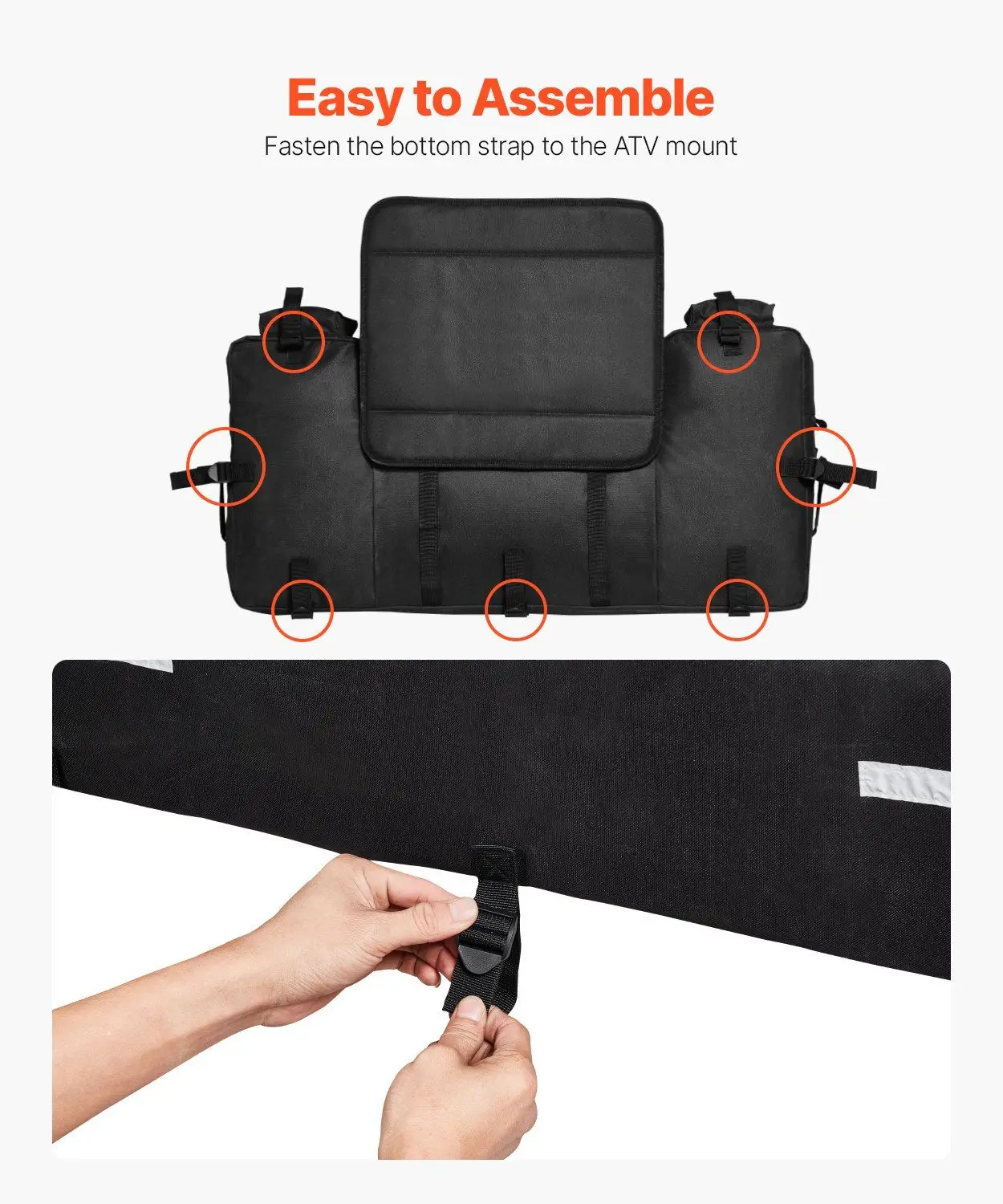 حقيبة شحن للمقعد الخلفي 60 لتر للمركبة مع مسند ظهر وغطاء للمطر، أكسفورد مقاوم للتمزق 600D يناسب معظم موديلات ATV UTV #5