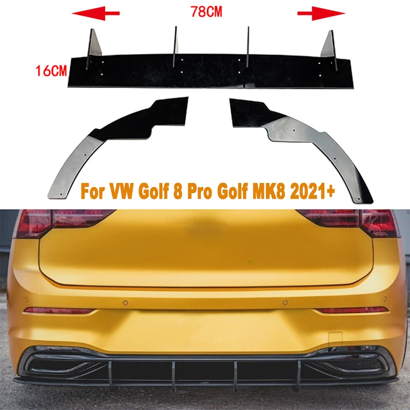 Rear Bumper Lip Diffuser Spoiler Splitter Protector Car Styling Auto Accessory Decoration Guard For VW Golf 8 Pro Golf MK8 2021+