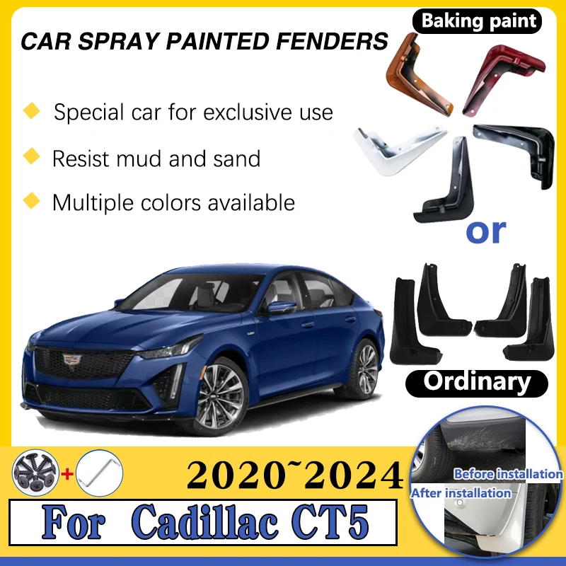 

For Cadillac CT5 Accessories 2020~2024 Car Spray Baking Paint Mudguards Anti-splash Fender Protect Mud Guard Flaps Accessories