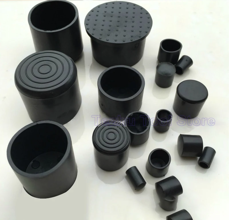 Round Black PVC Soft Rubber Pipe Sleeve Tube Cap Table Chair Foot Pad Protective Cover 6 8 10 12 14 16 19 20 22 25-120mm