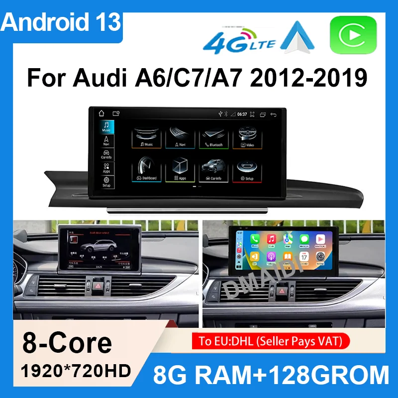 

Android13 GPS Navigation 10.25/12.5" Wireless Carplay Auto 128G For AUDI A6 A7 C7 2012-2018 Car Video Players Smart Screen