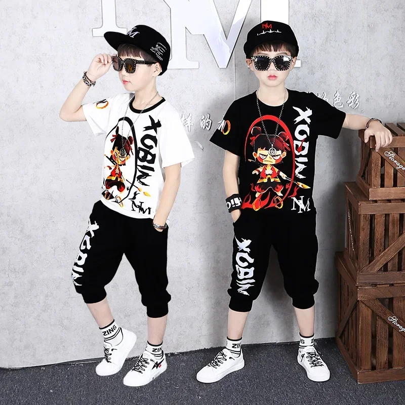 Boys Summer Clothing Sets Children Cotton T shirt+Haren Pants Outfits Kids Clothes Casual Sports Suits For 4 6 8 10 12 14 Years