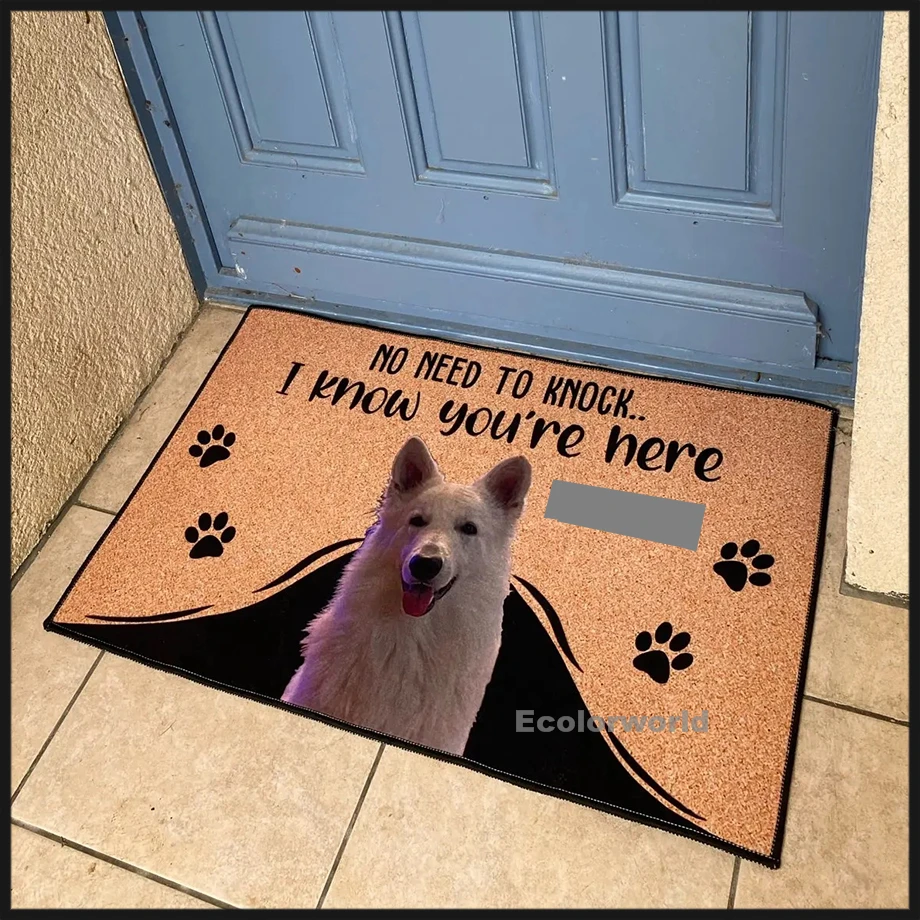 Felpudo personalizado con foto de perro, Felpudo con Nombre de mascota, alfombrillas de suelo para puerta de pasillo, alfombra, accesorio de