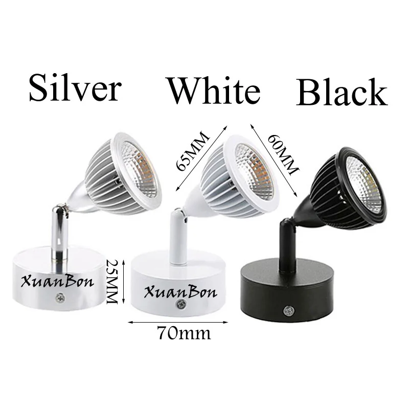 LED Wall Lamp 3W 5W Home Hotel Loft Bedside Reading Book Black Silver White Light Flexiable AC85-265V Spot LED COB Bulb