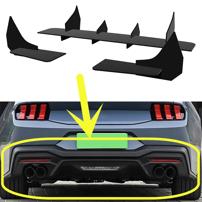 Use For Ford Mustang 2024 2025 Year Rear Diffuser Bumper Lips Spoiler Splitter Body Kit Accessories