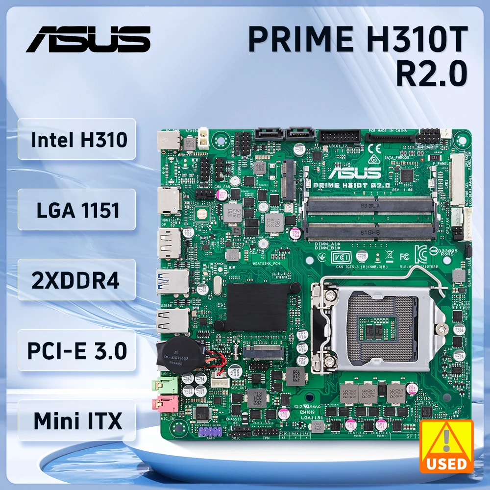 Placa-mãe Asus PRIME-H310T R2.0, Intel H310, DDR4, 32GB, suporta Intel para 9ª e 8ª geração Core Cpu, USB 3.1, HDMI, Mini ITX