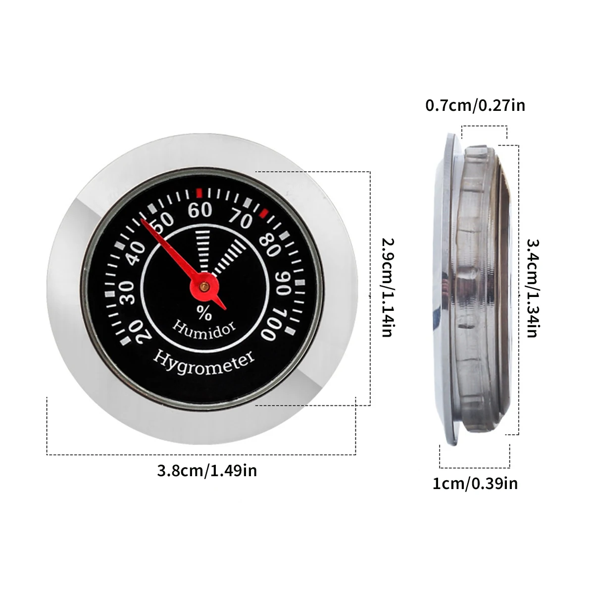 Mechanical Analog Hygrometer, Round Design, Perfect for Humidor & Indoor Humidity Monitoring