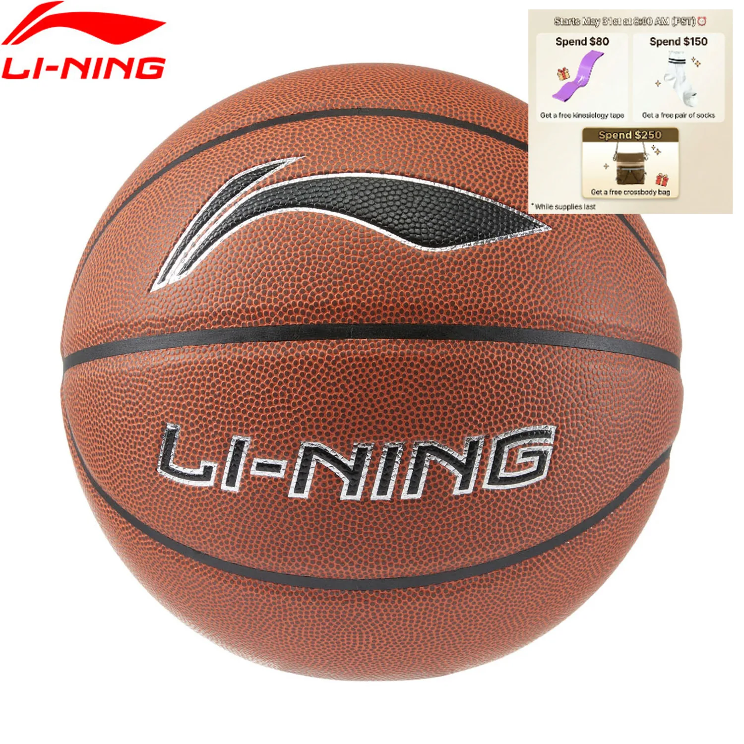 

Li-Ning Unisex Basketball B6000 Size 7 Anti-Slippery Uninflate Wearable Outdoor Indoor Sport Balls ABQV015