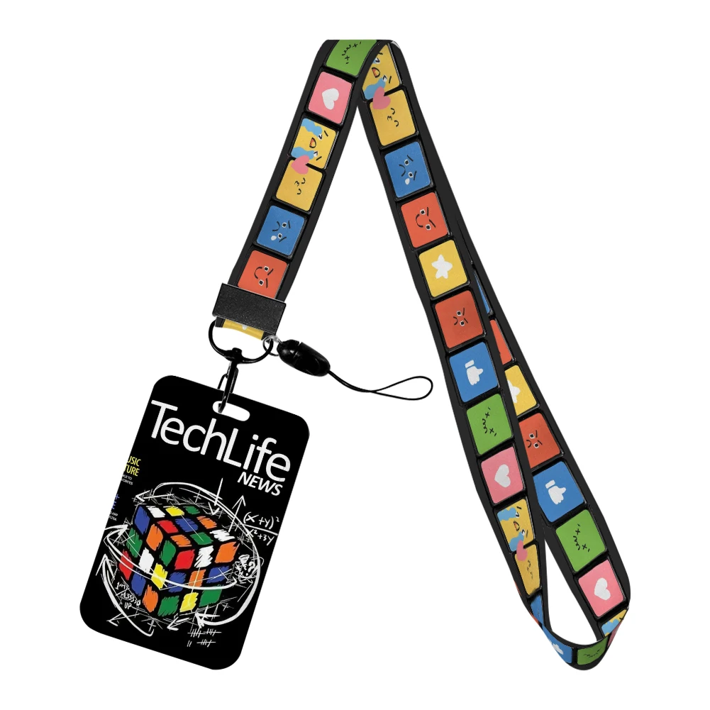 Kubus ontwerp lanyard voor sleutels ketting ID creditcard cover bus kaarthouder charme campus badge houder voor student gepersonaliseerd cadeau