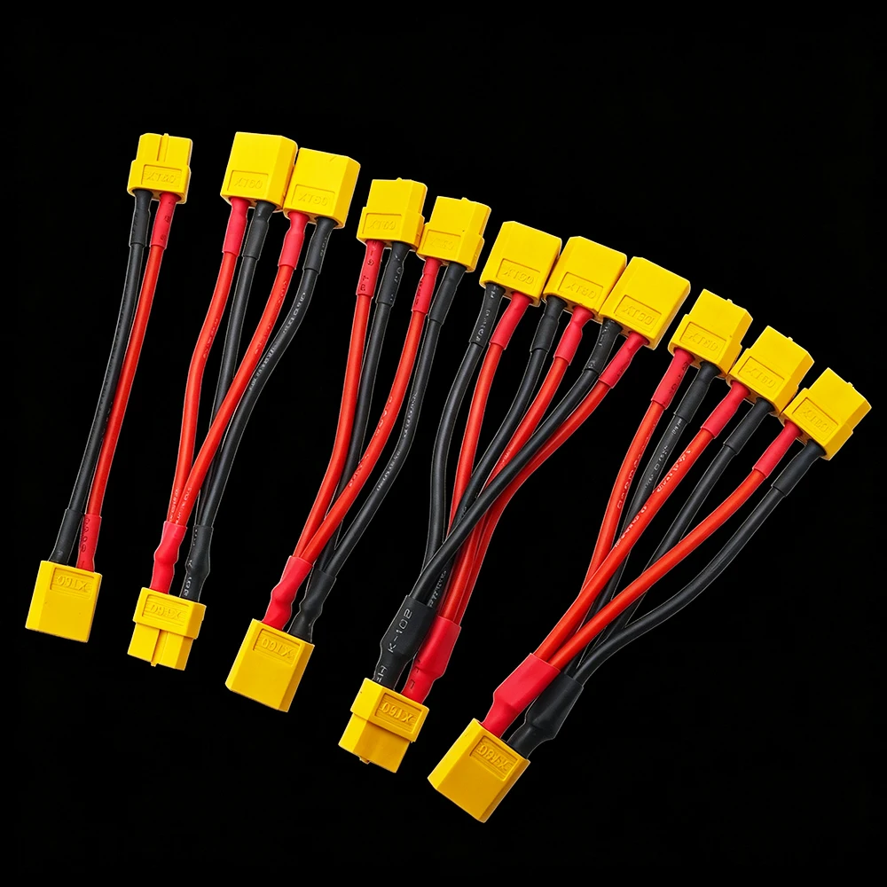 1Pcs XT60 Male/Female Parallel Battery Connector Extension Cable Y Splitter 12AWG 14AWG Silicone Wire for RC Drone Battery Motor