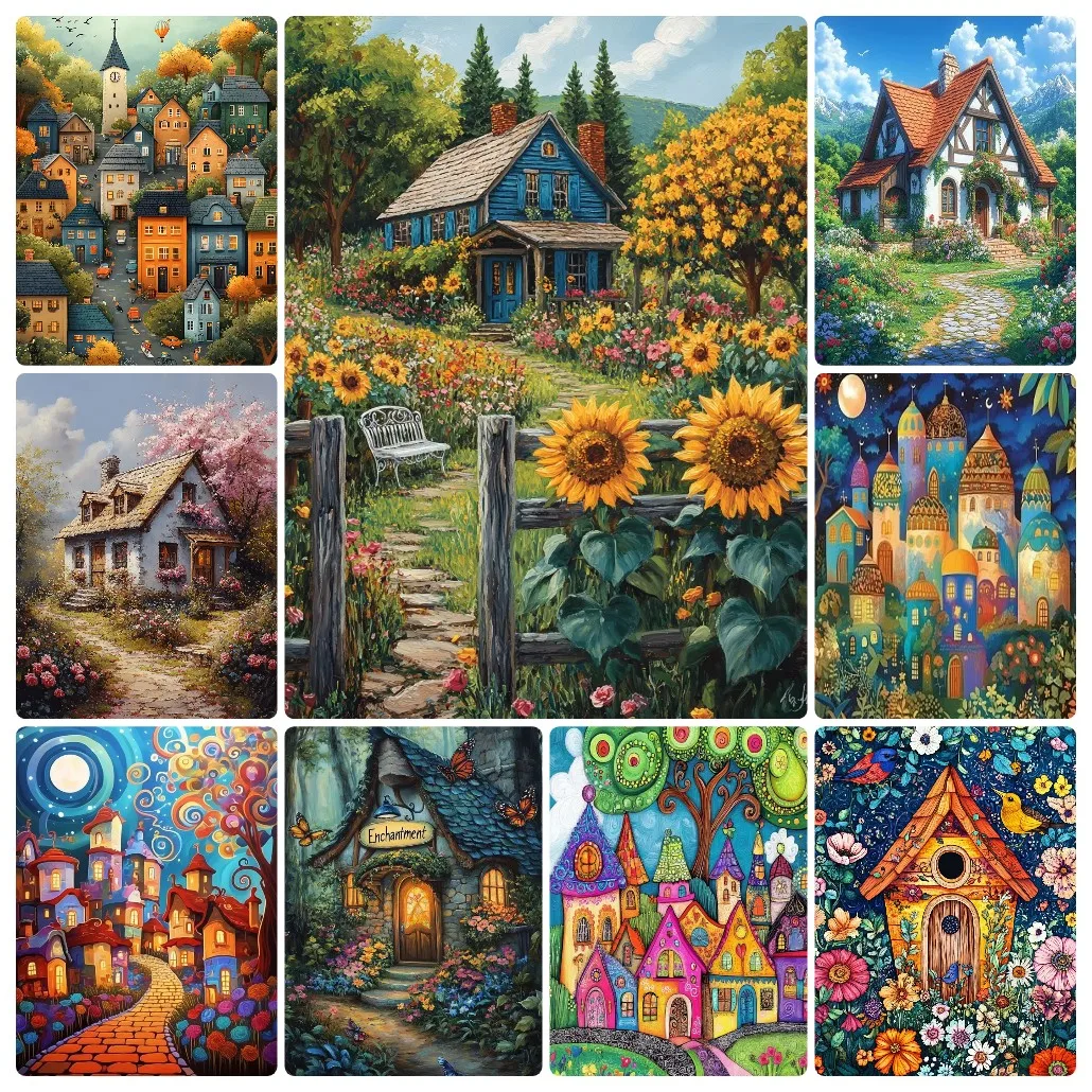 

DIY House Scenery Landscape Jigsaw Puzzles for Adults Focus Enhancement Therapy Office Decor Retirement Gift