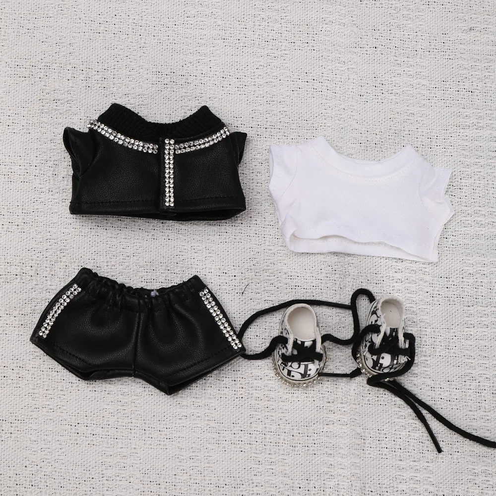 15/17 cm Puppenkleidung für Labubu Black Performance Suit Set Bekleidungszubehör Outfit Geschenke Modische trendige Puppenaccessoires