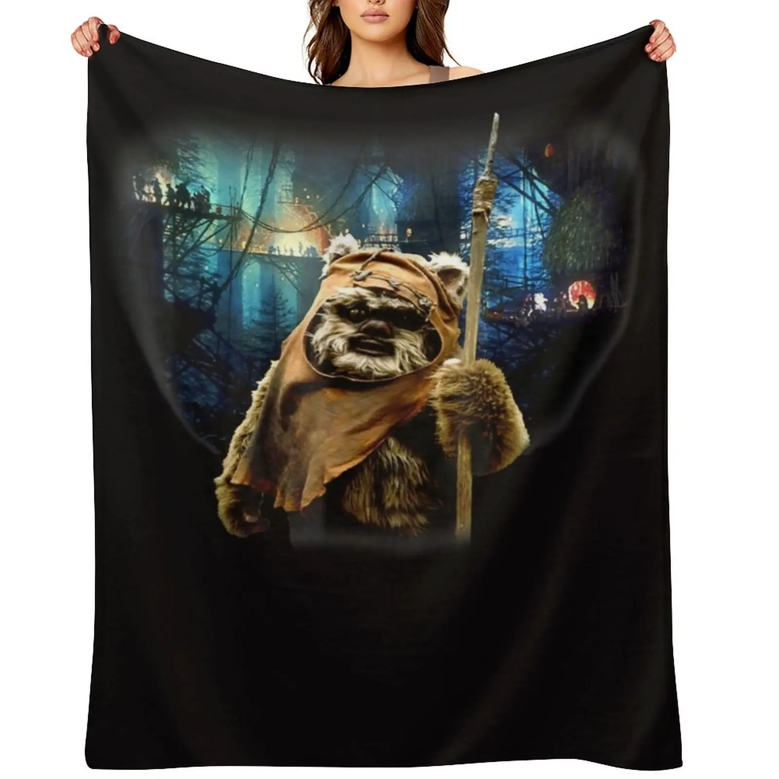 Manta gráfica Tree Village Wicket Ewok, edredón turístico, mantas grandes de anime