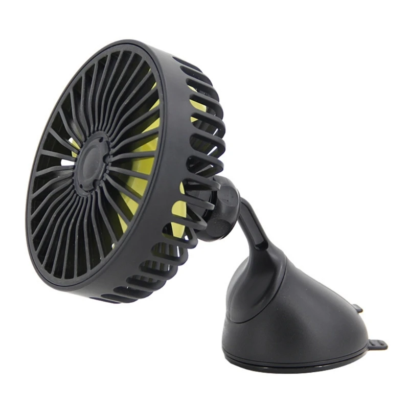  Car USB Clip Fan with 360 Degree Rotation & Strong ABS Suction Cup Portable Auto Suction Cup Fan for Vehicle Cooling