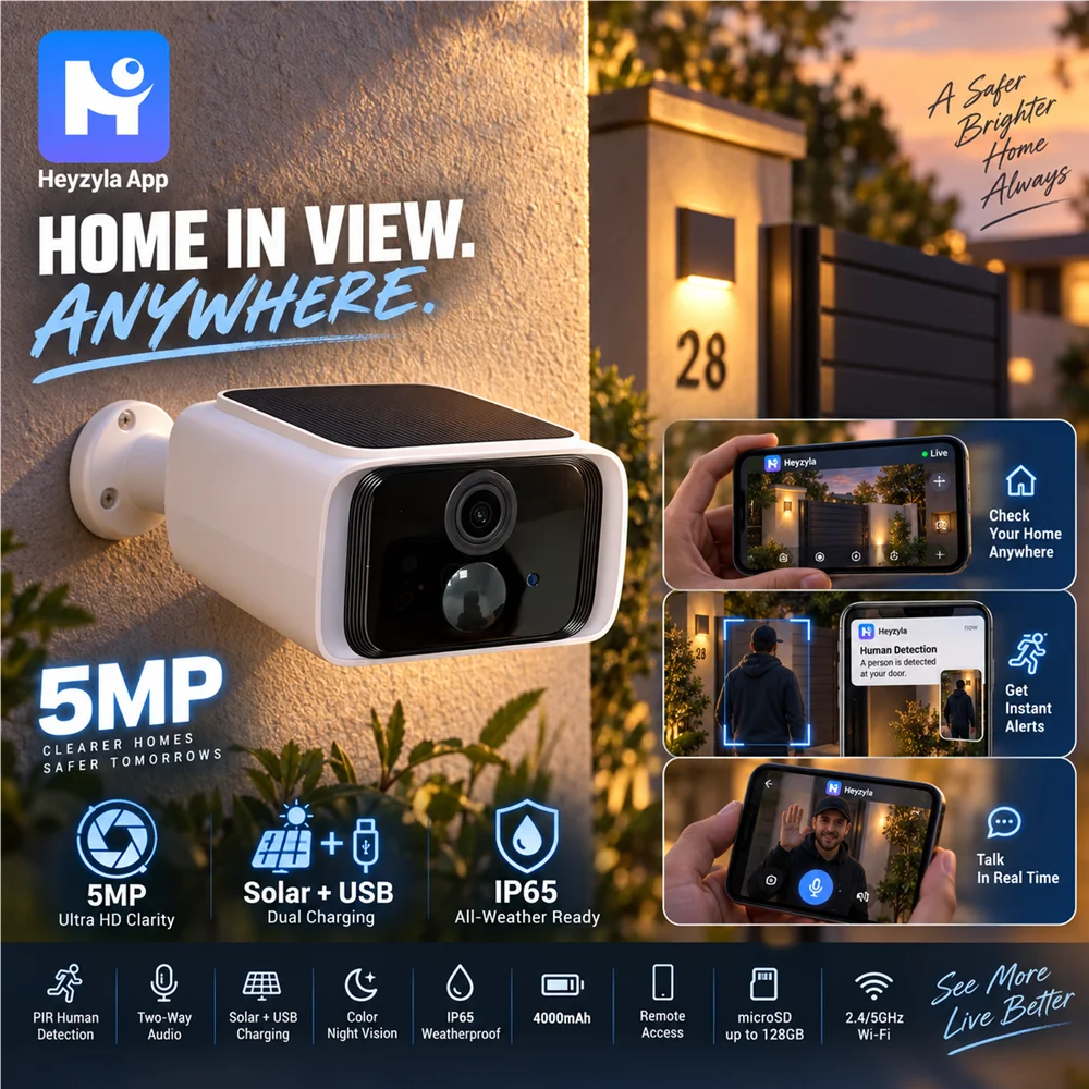 2K Outdoor Wireless Solar Security Camera 2.4GHz 5GHz WiFi Fixed Solar Panel CCTV Two Way Talk Home Surveillance
