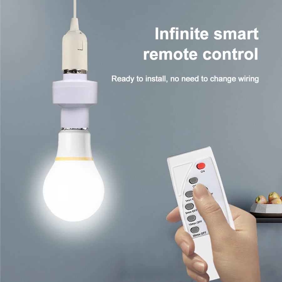Wireless Infrared Smart E27 Lamp Holder Conversion Remote Control Lamp Holder Cap AC 85-265V Timer Switch For Led Bulb Lighting