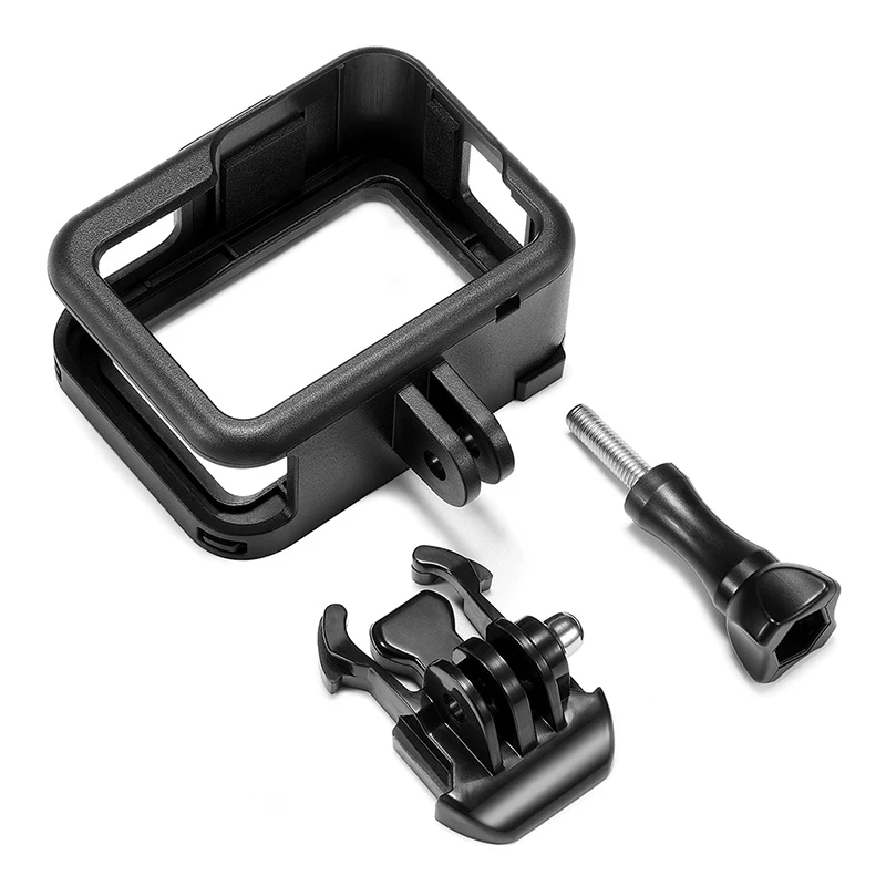Protective Frame for GoPro Hero 8 Black Mount Microphone Vlog Cage Housing Shell Case Vlogging Cage with Cold Shoe